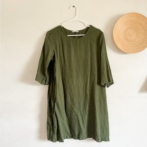Linenfox Forest green midi dress